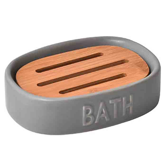 Slika TACNA ZA SAPUN DOLOMIT BATH 12,5X9,5X3,2 CM KERAMIKA/BAMBUS SIVA 6493260